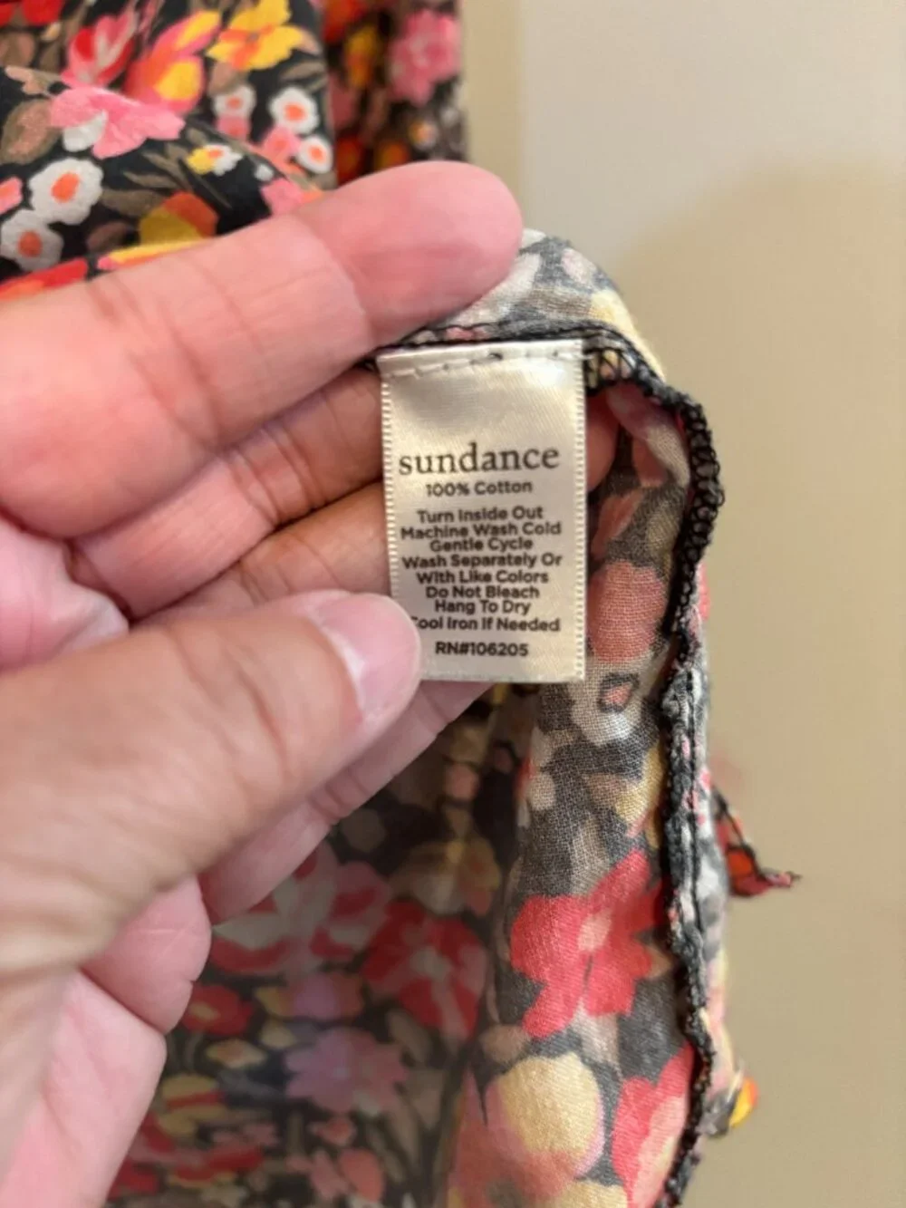 Sundance 100% Cotton Pink Floral Long Sleeve Button Front Blouse